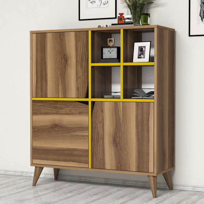Hanah Home Pulse Armario Multiusos Nogal y Amarillo